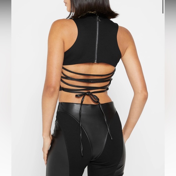 Vegan Leather Corset Lace Up Jumpsuit - Picture 7 of 9